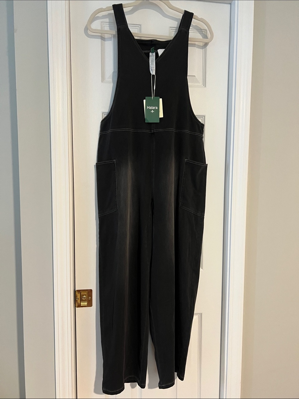 HALARA Black Flex Denim Jumpsuit with Pockets - Picture 4 of 7